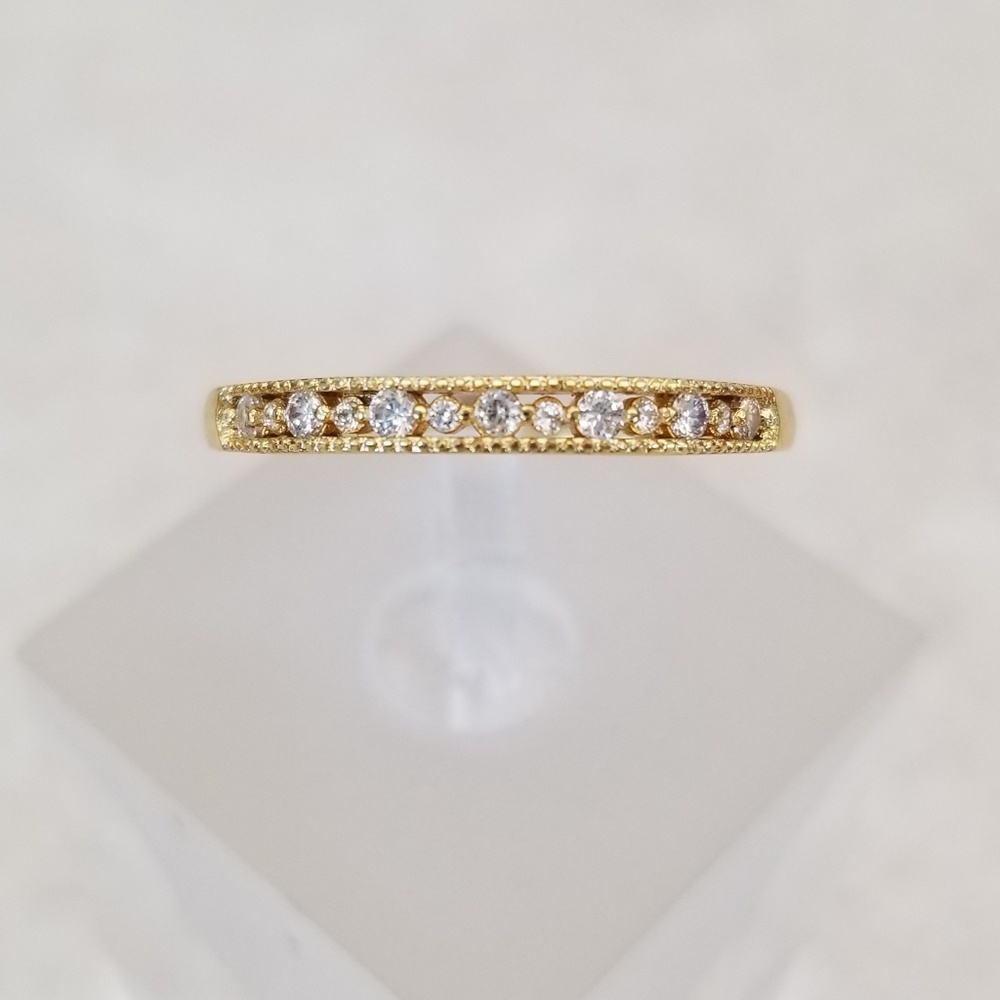 Delicate 18k Channel Set Band - Picture 2 of 9